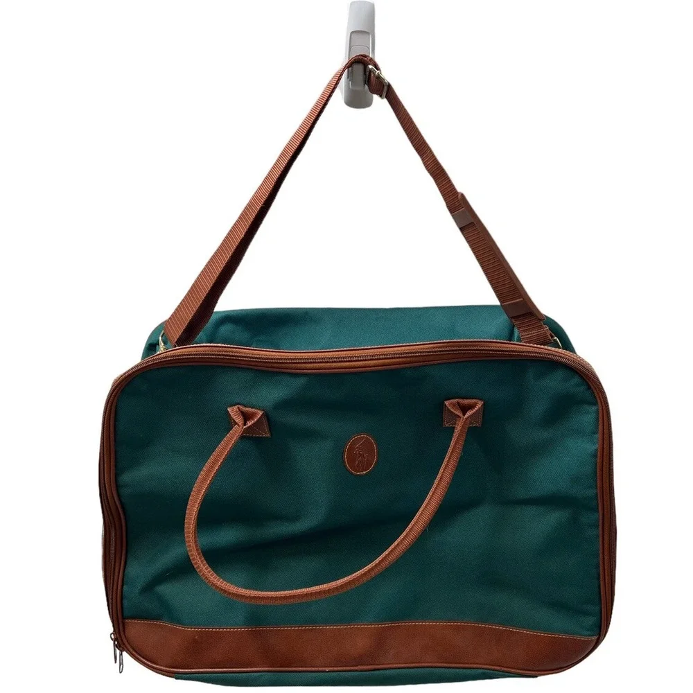 Vintage Polo Travel Bag Ralph Lauren Weekender Strap Green